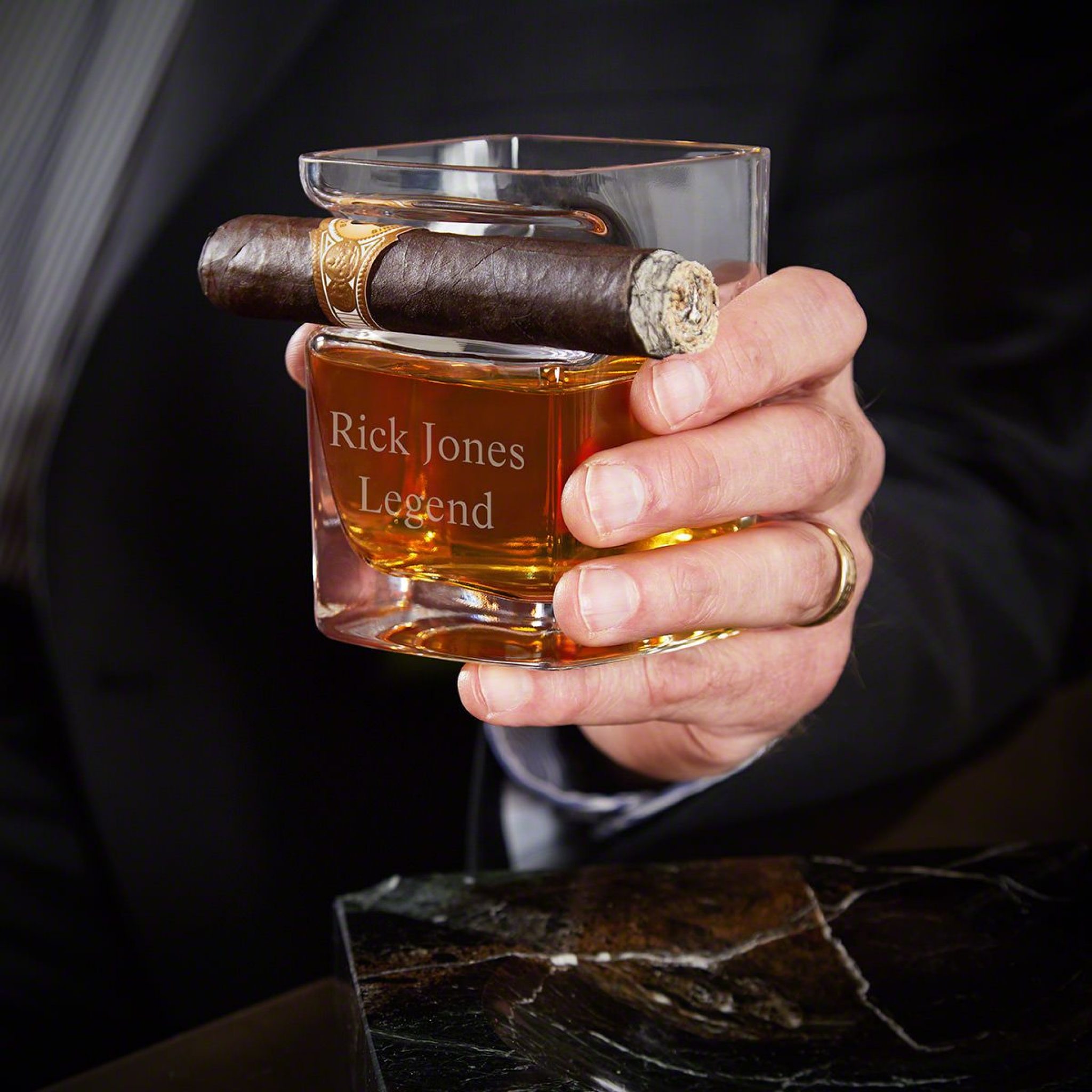 Personalized Whiskey Cigar Glass Holder Gifter World
