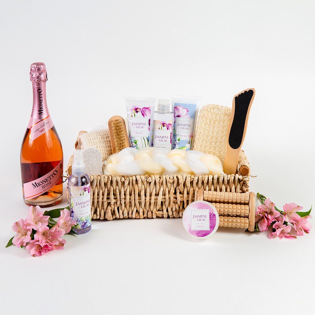 Wine and Spa Gift Basket and Relaxation Gifts for Women and Men by Gifter World