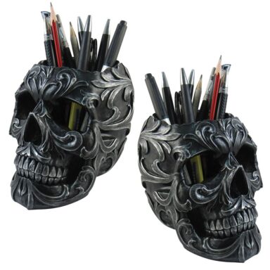 Black Skull Pen or Makeup Brush Organizer