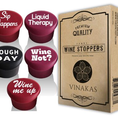 Funny Wine Beer Stoppers – Set of 5 (Reusable Caps for Bottles)