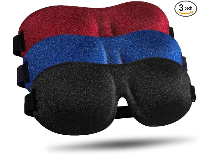Travel Sleep Mask – 3 Pack, 3D Contoured, Blackout