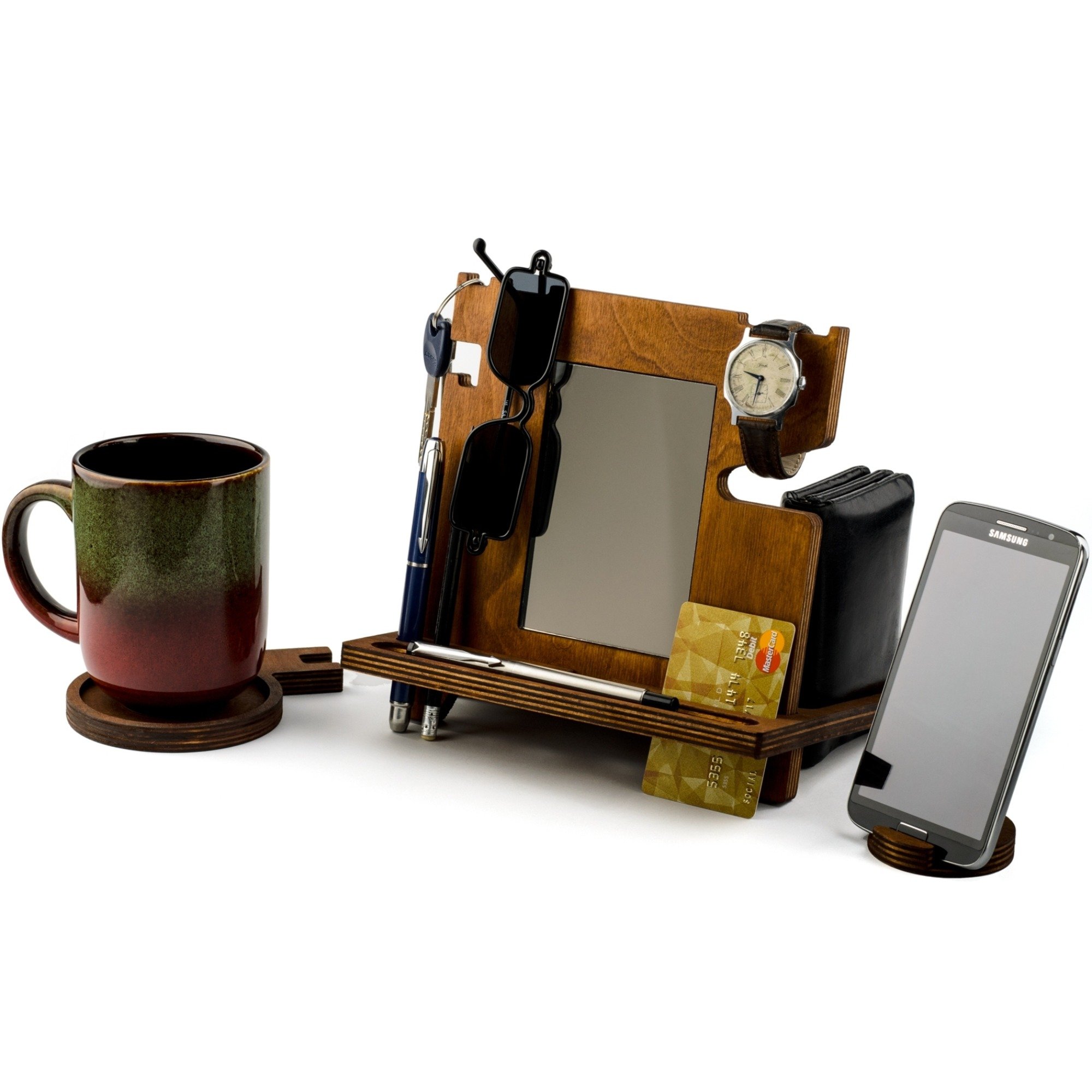 Wooden Docking Station Desk Organizer