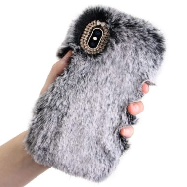 Furry IPhone Case With Bling Bowknot – Many Colors