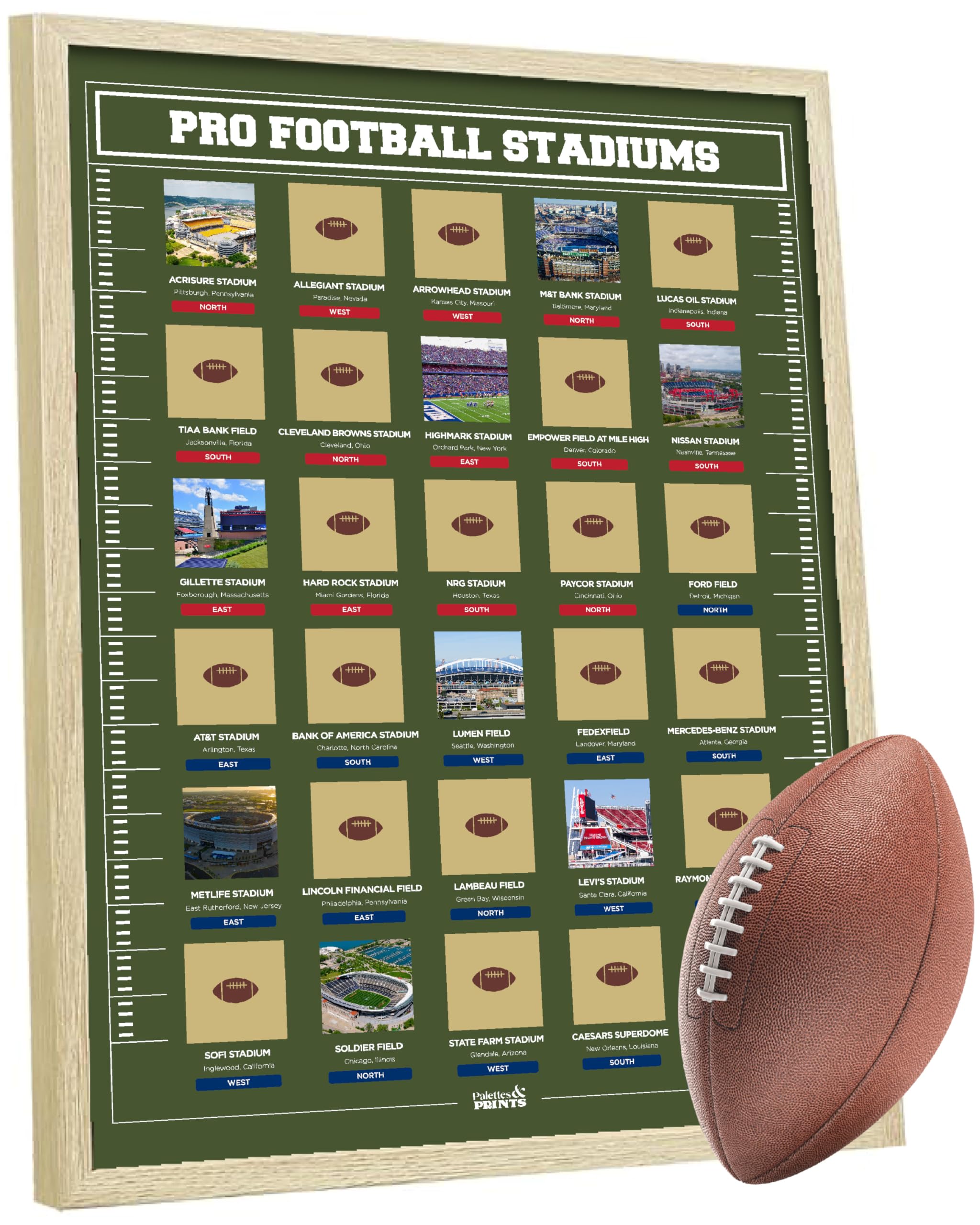 Personalized Football Stadiums Photo Map