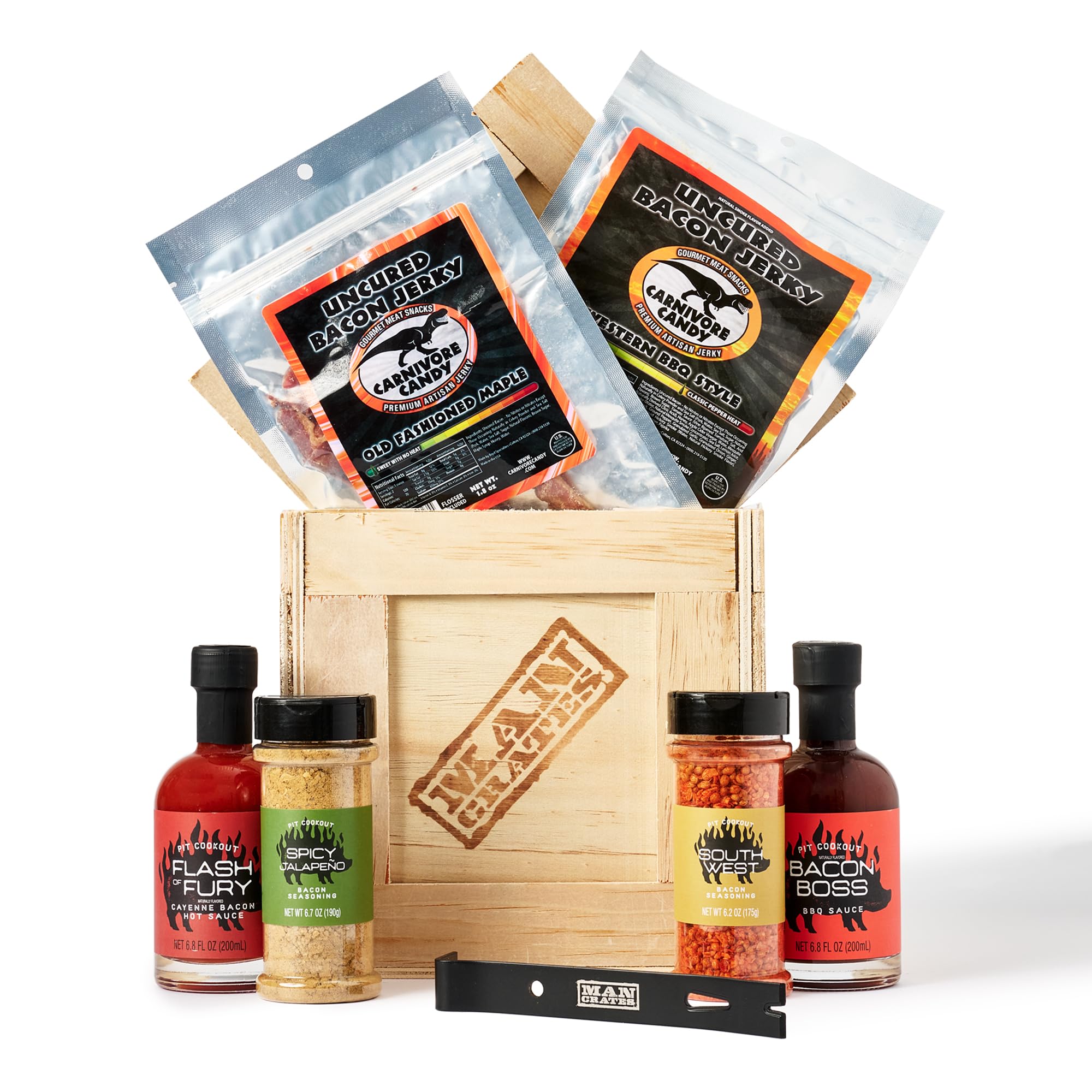 Man Crates Bacon Crate – Includes 5 Yummy Bacon-Flavored Snacks