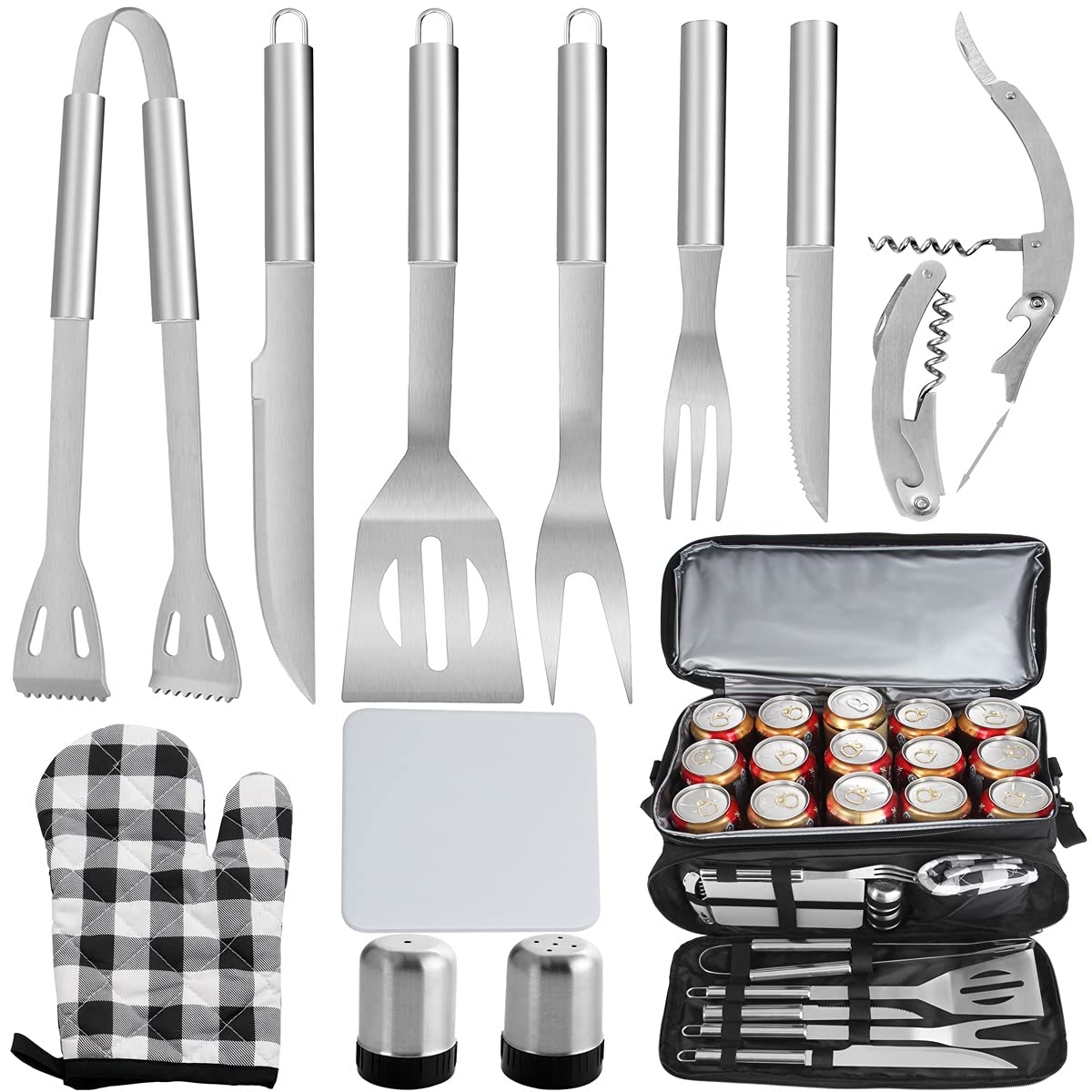 BBQ Grill Accessories Tool Set with Insulated Waterproof Cooler Bag