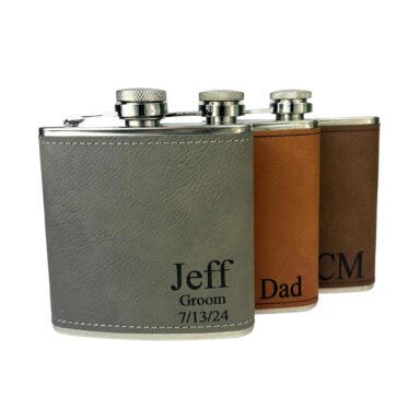 Personalized Leatherette Flask Set