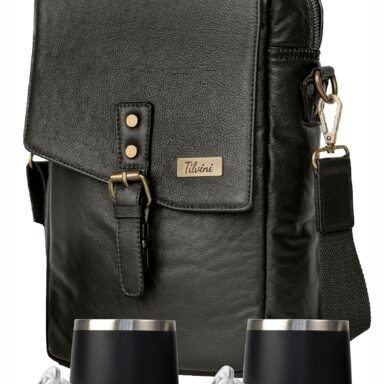 Leather Insulated Wine Bag with Tumblers