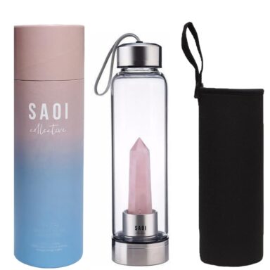 Crystal Water Bottle – Rose Quartz Gemstone Infused