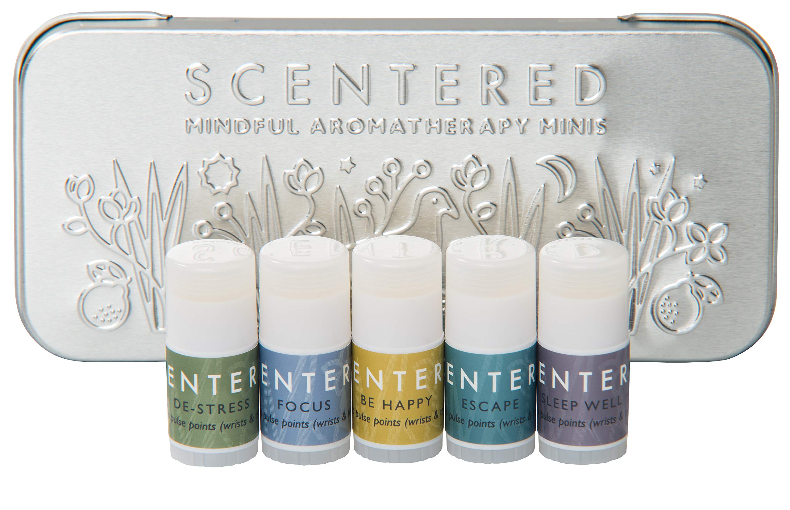 Scentered Aromatherapy Balm Gift Set – Sleep Well, De-Stress, Escape, Be Happy, and Focus