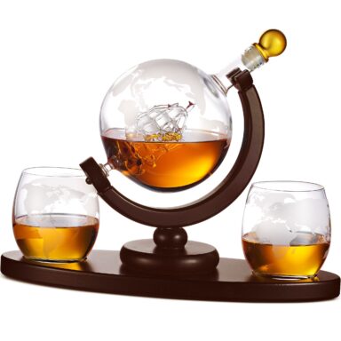 Royal Whiskey Decanter and Etched Glasses