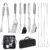 Grilljoy BBQ Grill Tools Set with Insulated Cooler Bag -12pcs, Stainless Steel